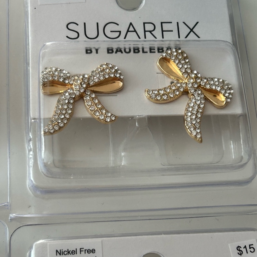 4/$5 Sugarfix by Baublebar Gold Bow Earrings NWT - Picture 4 of 8
